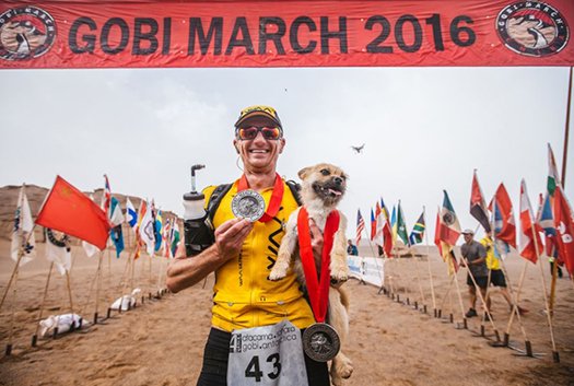 Gobi and Leonard at the finish line after Leonard won second place. 